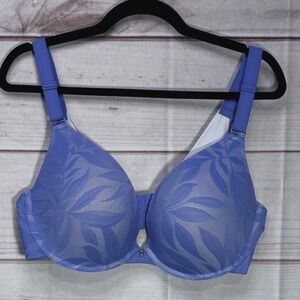 Cacique Women 38DDD Blue Leaf Lace Full Coverage Underwire Bra A83824